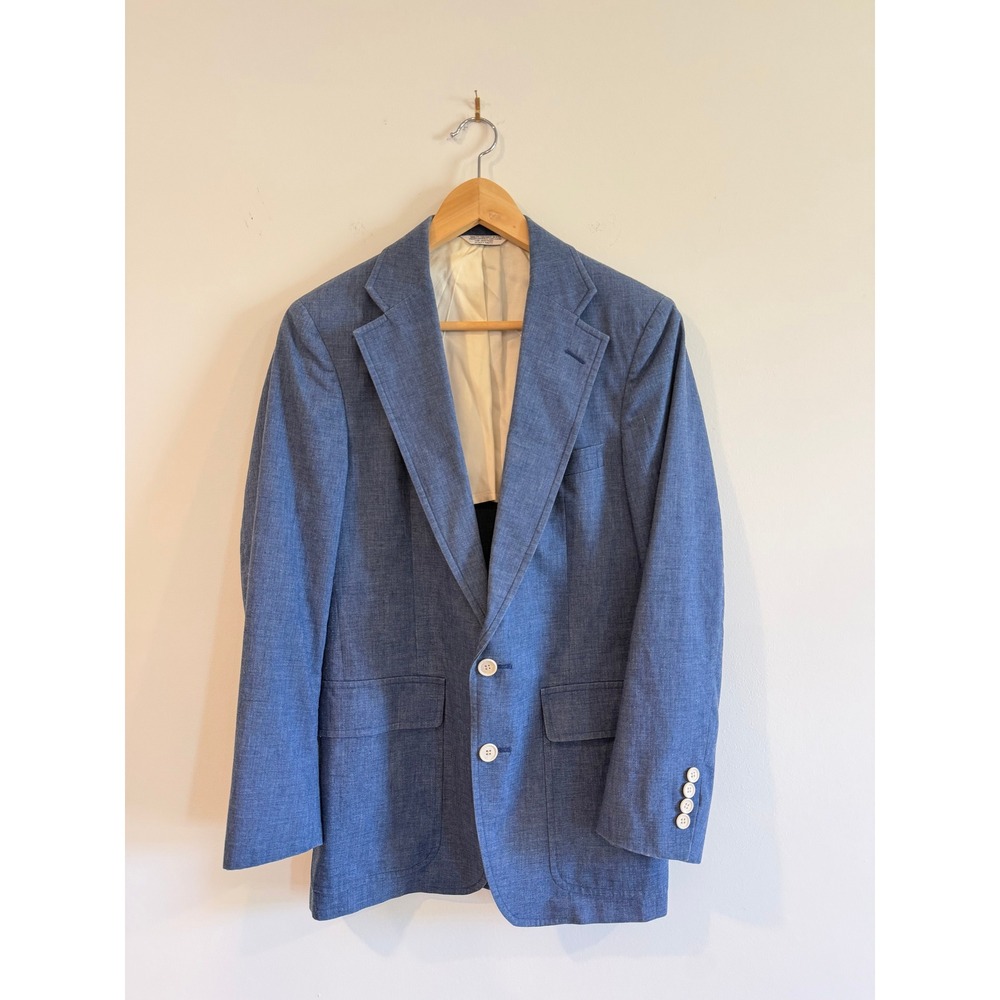 Gant Tailored Clothing Mens Blue Chambray Blazer Sport Coat 38S Vintage